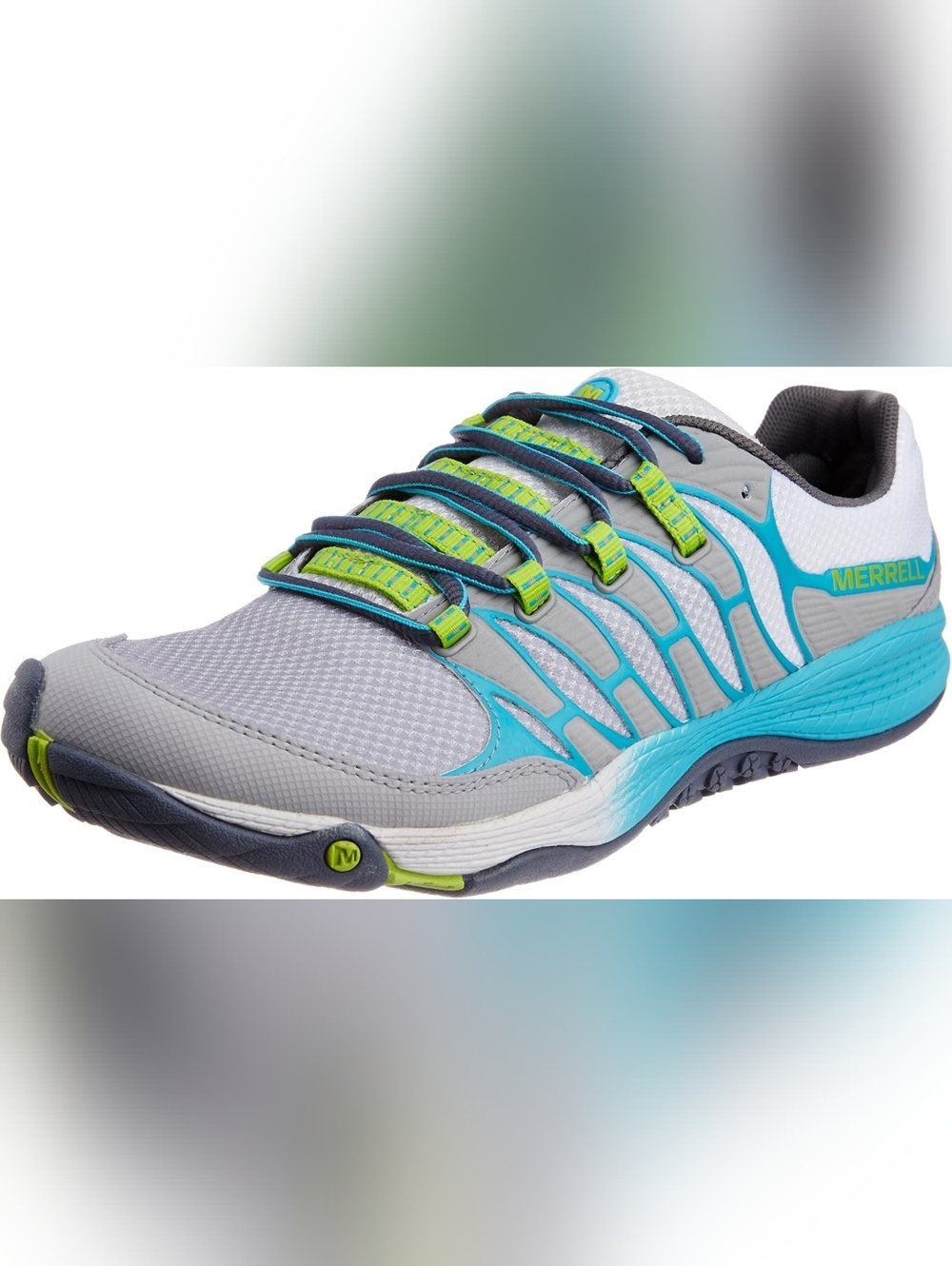 Merrell Gray, Turquoise & Lime Athletic Trail Shoe Plus All Out Fuse trail Shoes